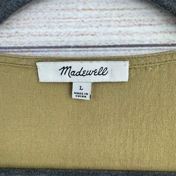 Madewell Linen-Blend Henley Slouch Shirt Womens Large Olive Surplus Green - Picture 8 of 12